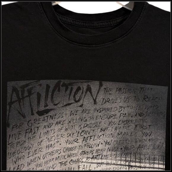 Black AFFLICTION Creed Smashing Guitar & Lyrics Short Sleeve T-Shirt Men's M - Picture 3 of 5